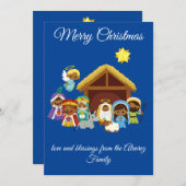 Zwarte kerstkaart voor nativiteit (Voorkant / Achterkant)