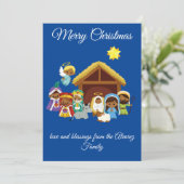 Zwarte kerstkaart voor nativiteit (Staand voorkant)