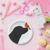 Zwarte kerstkardinaal met lab - Cute Labrador Dog Papieren Bordje (Feest)