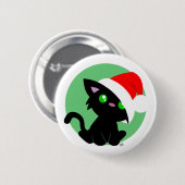 Zwarte kerstKat Button (Voorkant /achterkant)