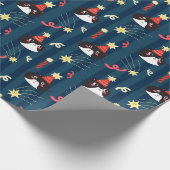 Zwarte Kerstkat Cadeaupapier (Hoek)