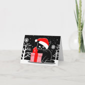 Zwarte Kerstkat Feestdagen Kaart (Voorkant)