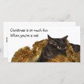 Zwarte kerstkat feestdagenkaart (Voorkant / Achterkant)