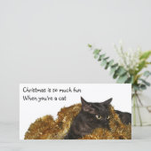 Zwarte kerstkat feestdagenkaart (Staand voorkant)
