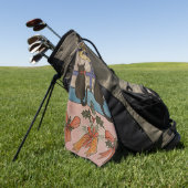Zwarte Kerstkat Golfhanddoek (Groen)