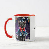 Zwarte Kerstkat in Blue Cape Mok (Links)