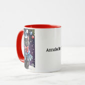 Zwarte Kerstkat in Blue Cape Mok (Voorkant links)