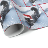 Zwarte kerstkat in diepe sneeuw cadeaupapier (Rol Hoek)