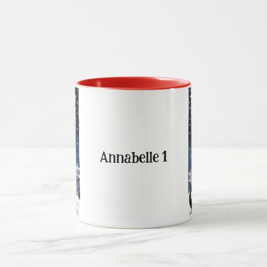 Zwarte Kerstkat in Holly Outfit Mok (Midden)