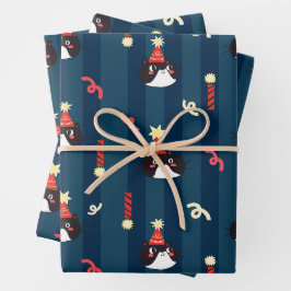 Zwarte Kerstkat Inpakpapier Vel