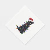 Zwarte kerstkat met kerstverlichting servet (Hoek)