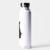 Zwarte kerstkat met lichte kerstmis waterfles (Links)