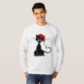 Zwarte kerstkat t-shirt (Voorkant volledig)