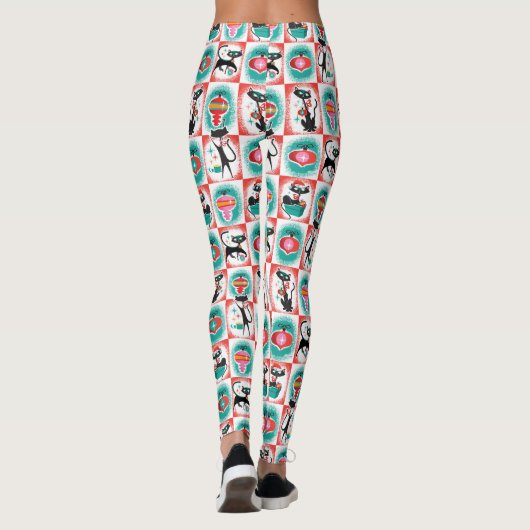Zwarte Kerstkatten Kerst Leggings (Achterkant)