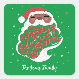 Zwarte kerstkerst, alle kerst, familienaam Groen Vierkante Sticker