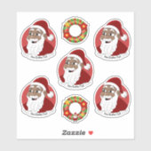 Zwarte kerstkerstcartoon sticker (Vel)