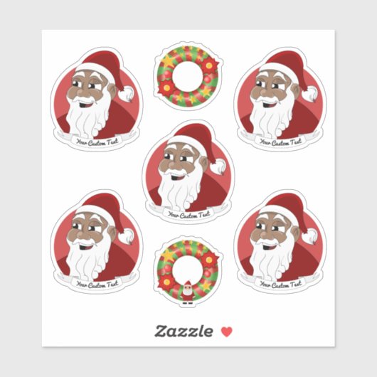Zwarte kerstkerstcartoon sticker (Vel)