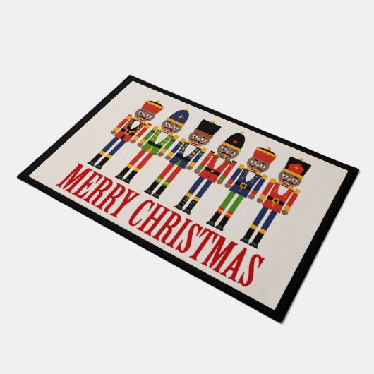 Zwarte kerstklep voor Nutkraker Deurmat (Schuin)