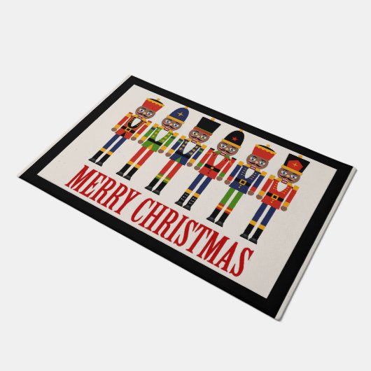 Zwarte kerstklep voor Nutkraker Deurmat (Schuin)