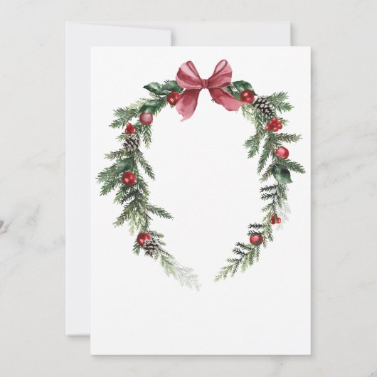 Zwarte Kerstkrans Rode Winter Feestelijke bruiloft Kaart (Achterkant)
