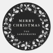 Zwarte Kerstkrans van hulst Kerstmis Ronde Sticker (Voorkant)