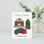 Zwarte Kerstlabrador Slaapt Feestdagenkaart (Staand voorkant)