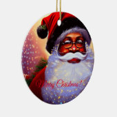 Zwarte kerstman, Afrikaans-AMerican, Kerstmis, Man Keramisch Ornament (Rechts)