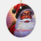 Zwarte kerstman, Afrikaans-AMerican, Kerstmis, Man Keramisch Ornament (Links)