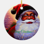 Zwarte kerstman, Afrikaans-AMerican, Kerstmis, Man Keramisch Ornament (Achterkant)
