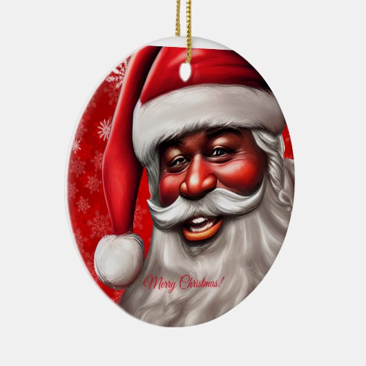 Zwarte kerstman, Afrikaans-Amerikaans, Kerstmis, M Keramisch Ornament (Rechts)