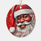 Zwarte kerstman, Afrikaans-Amerikaans, Kerstmis, M Keramisch Ornament (Links)