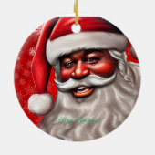 Zwarte kerstman, Afrikaans-Amerikaans, Kerstmis, M Keramisch Ornament (Achterkant)