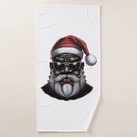 zwarte kerstman, afrikaans-amerikaanse kerstman badhanddoek (Badhanddoek)