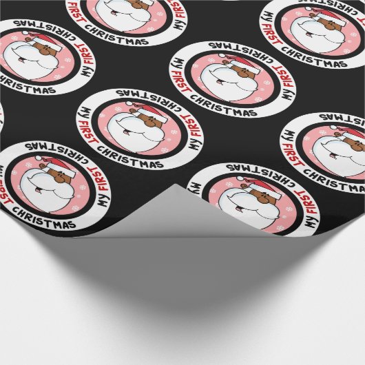 Zwarte kerstman (baby's eerste Kerstmis) Cadeaupapier (Hoek)