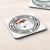 Zwarte kerstman bier onderzetter (Linkerzijde)