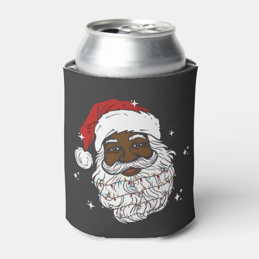 Zwarte Kerstman Black Geschiedenis Kerstmis Blikjeskoeler (Blikje Voorkant)