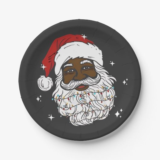 Zwarte Kerstman Black Geschiedenis Kerstmis Papieren Bordje (Voorkant)