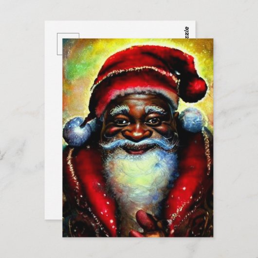 Zwarte kerstman, blank briefkaart (Voorkant / Achterkant)