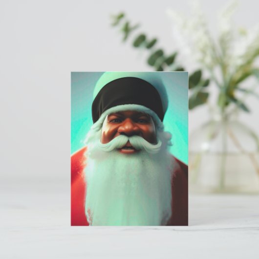 Zwarte Kerstman Briefkaart (Staand voorkant)