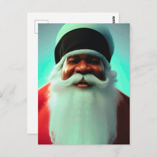 Zwarte Kerstman Briefkaart (Voorkant / Achterkant)