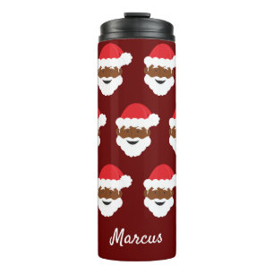 Zwarte kerstman Bruin Skin Burgundy Kerstmis Thermosbeker