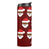 Zwarte kerstman Bruin Skin Burgundy Kerstmis Thermosbeker (Gedraaid links)