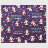 Zwarte Kerstman Cadeaupapier (Vlak)