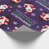 Zwarte Kerstman Cadeaupapier (Hoek)