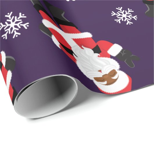 Zwarte Kerstman Cadeaupapier (Rol Hoek)