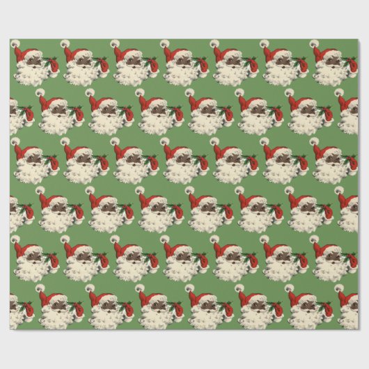  zwarte kerstman cadeaupapier (Vlak)