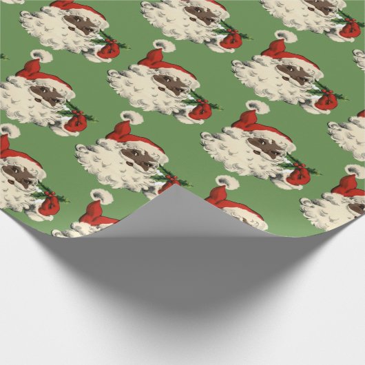  zwarte kerstman cadeaupapier (Hoek)