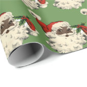 zwarte kerstman cadeaupapier (Rol Hoek)