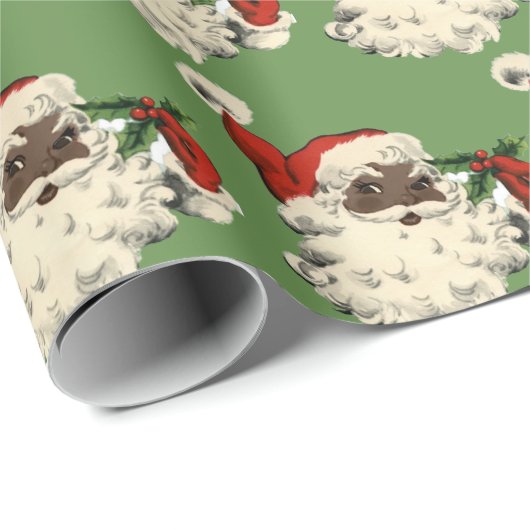 zwarte kerstman cadeaupapier (Rol Hoek)