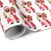 ZWARTE KERSTMAN CADEAUPAPIER (Rol Hoek)